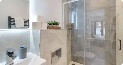Bathroom with glass shower