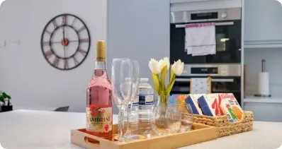 Kitchen with welcome hamper