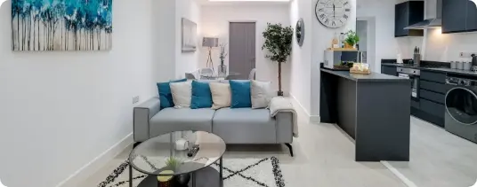 Open-plan living room and kitchen
