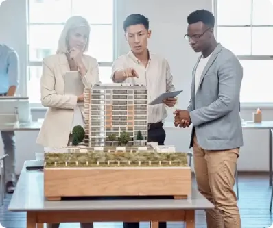 Team working together in an office